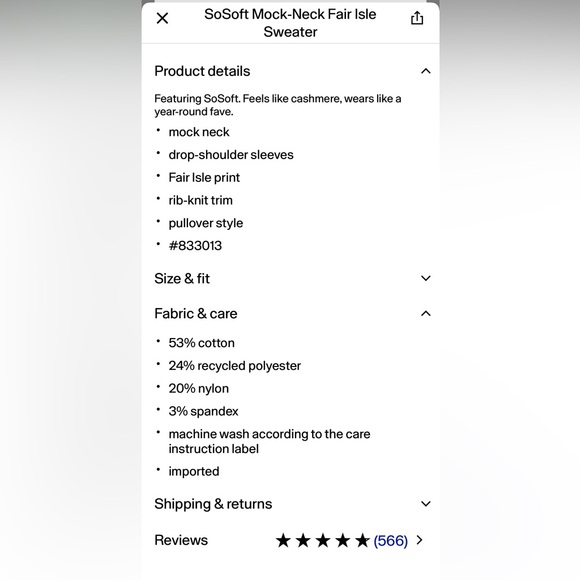 Old Navy SoSoft Mock Neck Fair Isle Sweater - Picture 5 of 5